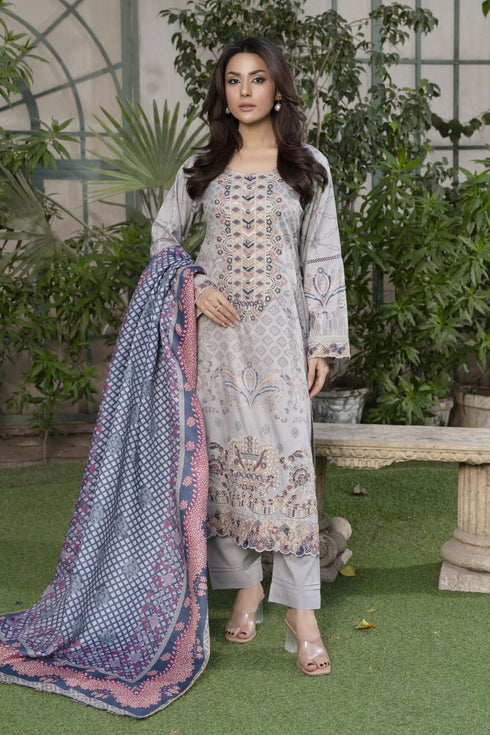 Soni Embroidered Dhanak 3 Piece Suit SD-14