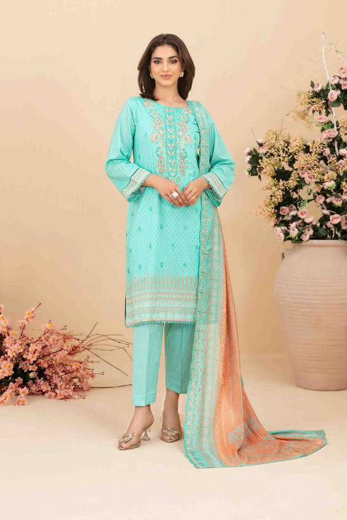 Tawakkal Digital Printed Embroidered Lawn Suit D-3410