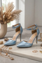 Silver Patent Ankle Strap Heel 221