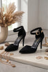 Black Suede Ankle Strap Heel 221