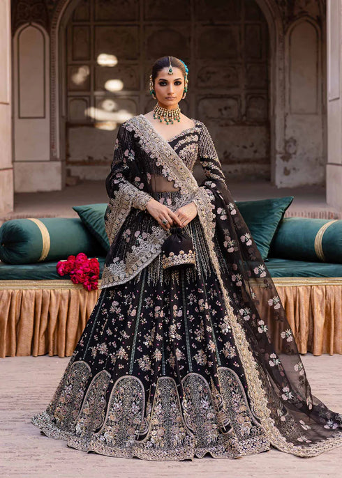 Embroidered Tussel Silk Net Bridal Dress Nehaab