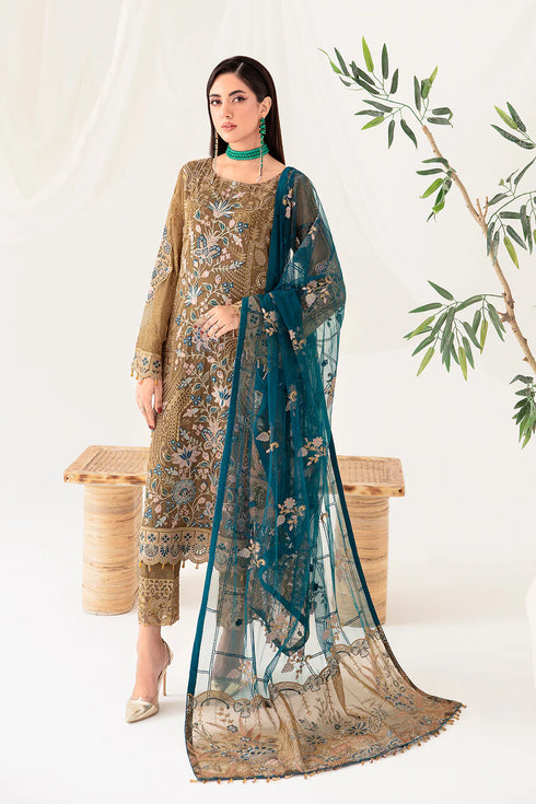 Ramsha Embroided Chiffon 3 Piece suit D-1012