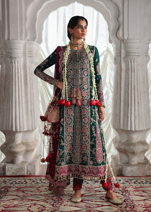 Hussain Rehar Embroidered Korean Raw Silk Suit Morni