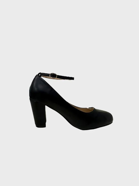 Black Matte Ankle Strap Heel 1829