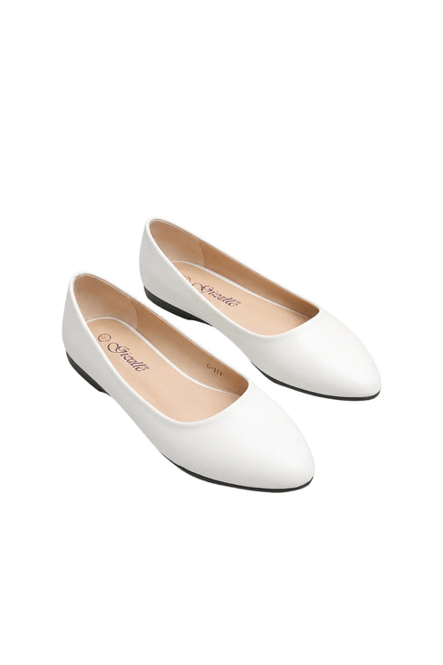 Women's White Closed Toe Ballet Flats