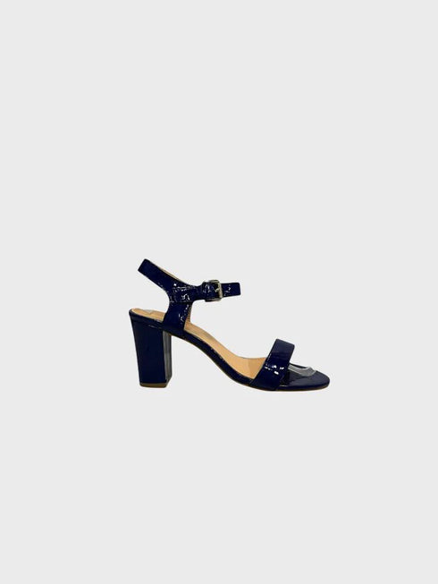 Navy Patent Ankle Strap Heel 1840