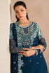 Farasha Embroidered Chiffon Suit Cobalt Haze