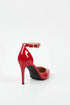 Women's Red Patent Ankle Strap Stiletto Court Shoes Pointed Toe 221