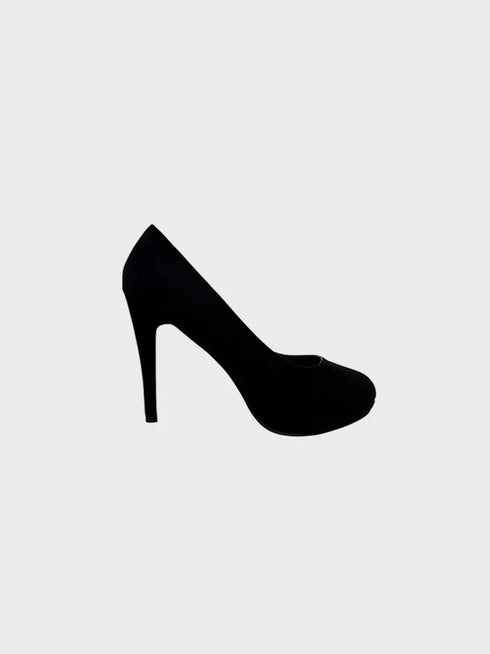 Black Suede Heel 12925
