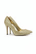 Gold Glitter Pointed Toe Stiletto High Heel Court Shoes 5 Inch – BS-12923