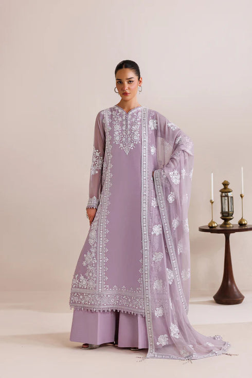 Farasha Embroidered Chiffon Suit Lilac Solace