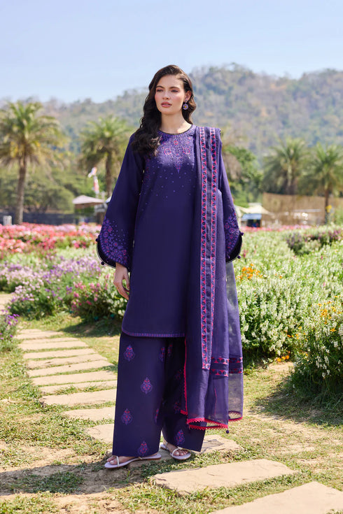 Farasha Embroidered Lawn 3 Piece Suit Serene Sky