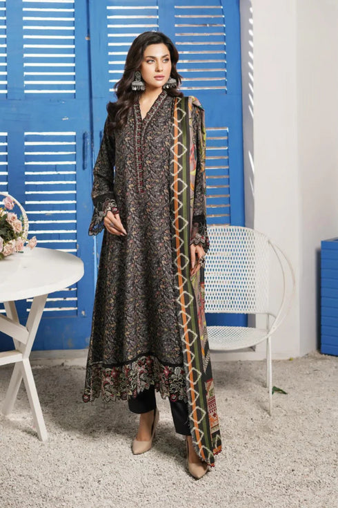 Munira Designer Embroidered Dhanak 3 Piece Suit MSL126