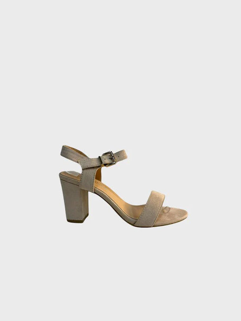 Nude Suede Ankle Strap Heel 1840