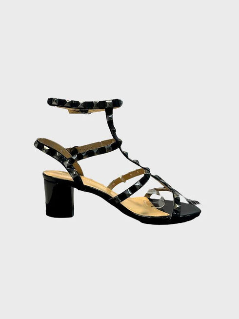 Black Patent Ankle Strap Heel BS-7