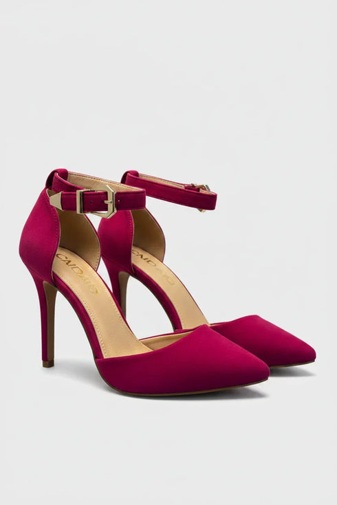 Fuchsia (Hot Pink) Suede Ankle Strap Heel 221