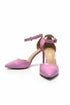 Women's Pink Patent Ankle Strap Stiletto Court Shoes Pointed Toe 221