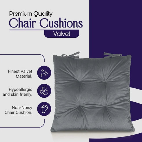 Velvet Seat Pad for Armchairs 40x40 with Ties Thick Armchair Pad