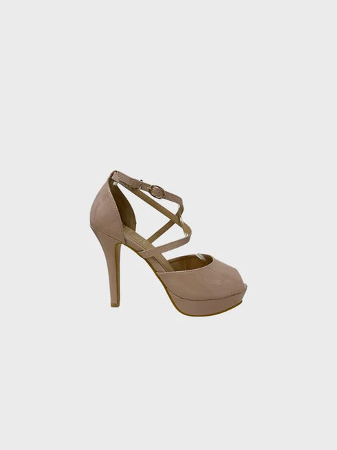 Nude Patent Ankle Strap Heel BS27