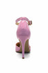 Women's Pink Patent Ankle Strap Stiletto Court Shoes Pointed Toe 221
