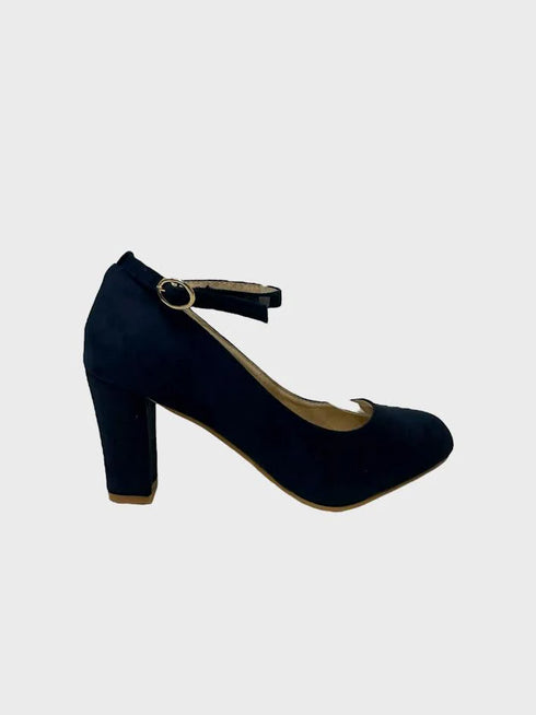 Navy Suede Ankle Strap Heel 1829