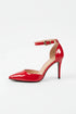 Women's Red Patent Ankle Strap Stiletto Court Shoes Pointed Toe 221