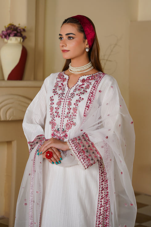 Attire Designer Embroidered Cotton Lawn 3PC Suit AD-12