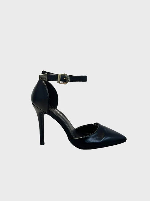 Black Matte Ankle Strap Heel 221