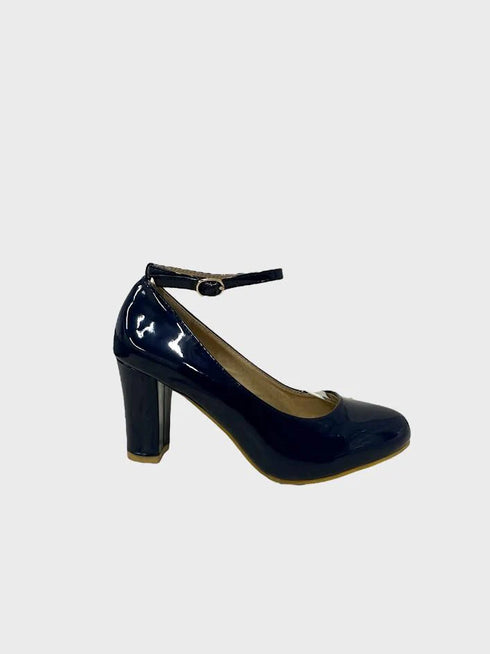 Navy Patent Ankle Strap Heel 1829