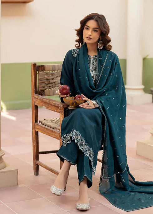 Zarqun Embroidered Raw Silk 3PC Suit 25100A