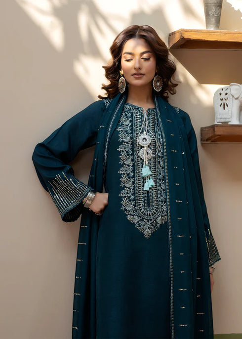 Zarqun Embroidered Raw Silk 3PC Suit 25100A
