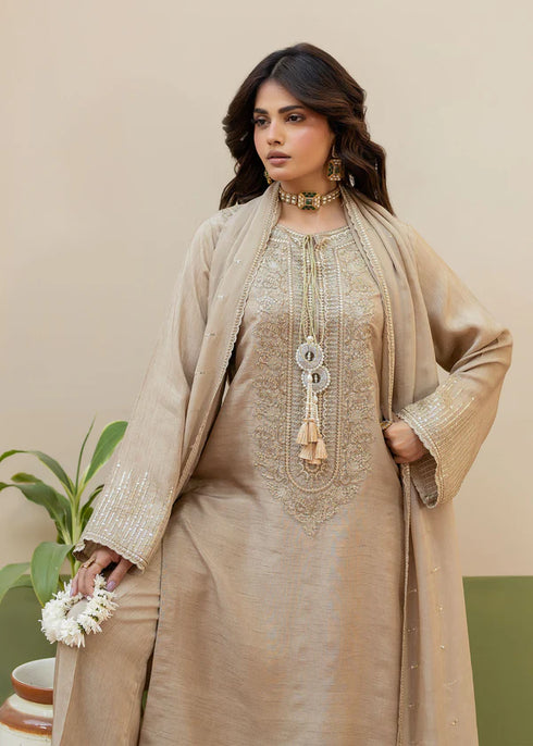 Zarqun Embroidered Raw Silk 3PC Suit 25100B