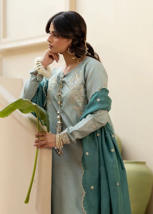 Zarqun Embroidered Raw Silk 3PC Suit 25103B