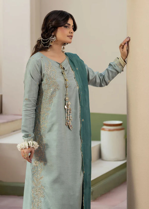 Zarqun Embroidered Raw Silk 3PC Suit 25103B