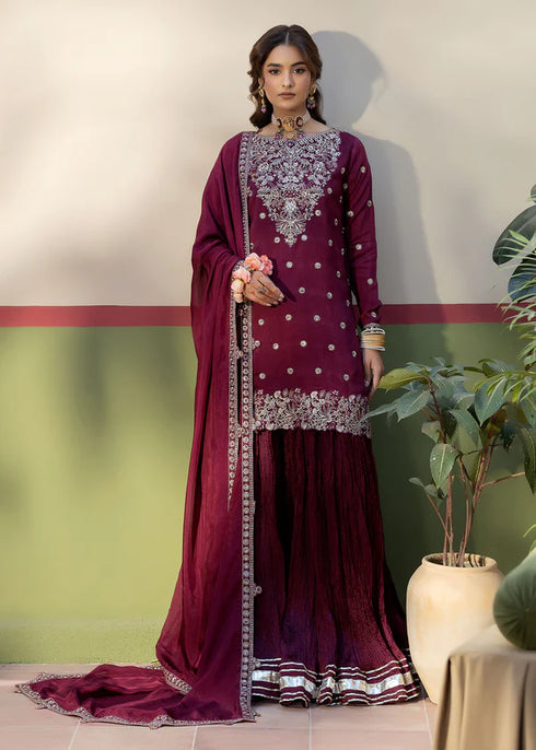 Zarqun Embroidered Raw Silk 3PC Suit 25104A