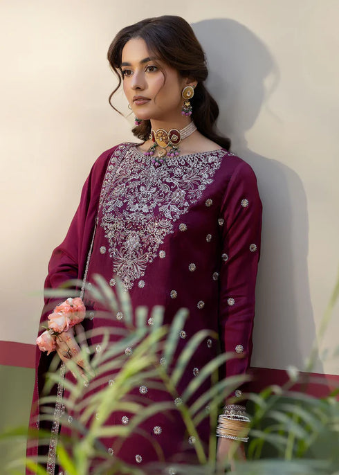 Zarqun Embroidered Raw Silk 3PC Suit 25104A