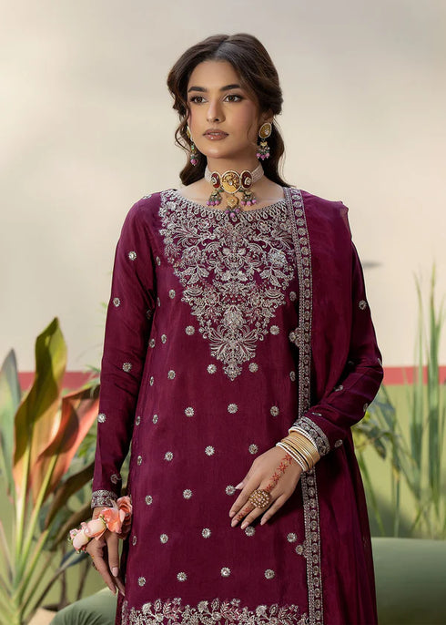 Zarqun Embroidered Raw Silk 3PC Suit 25104A