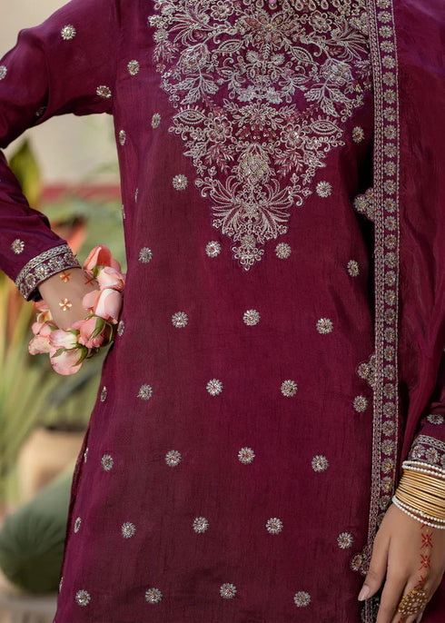 Zarqun Embroidered Raw Silk 3PC Suit 25104A