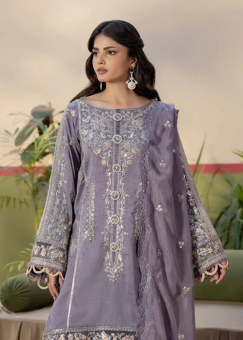 Zarqun Embroidered Raw Silk 3PC Suit 2599A