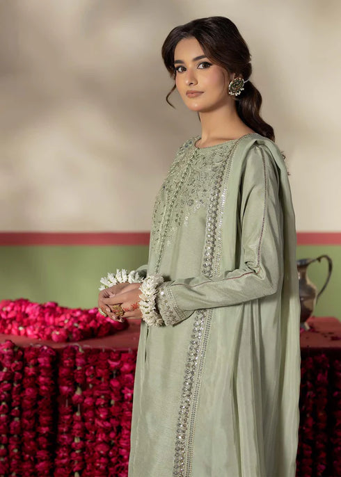 Zarqun Embroidered Raw Silk 3PC Suit 25102B