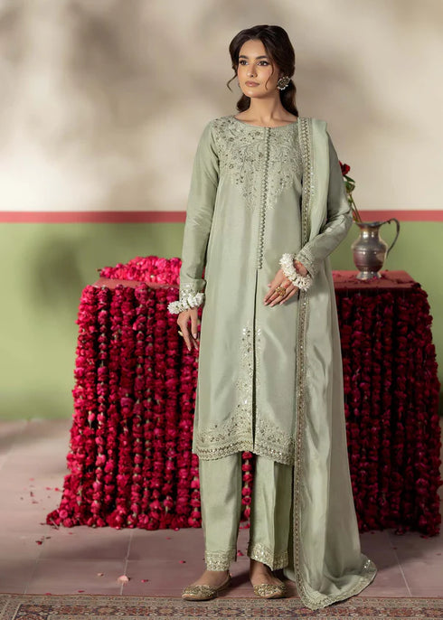 Zarqun Embroidered Raw Silk 3PC Suit 25102B