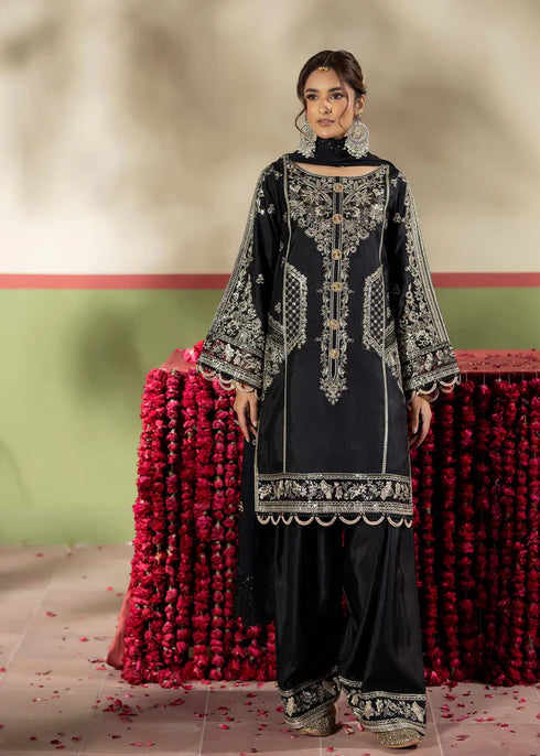 Zarqun Embroidered Raw Silk 3PC Suit 2599B