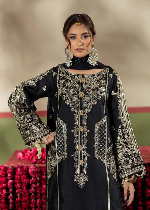 Zarqun Embroidered Raw Silk 3PC Suit 2599B