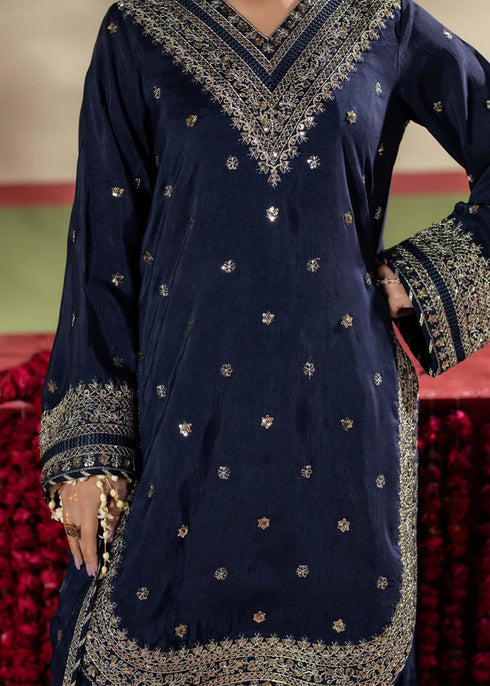 Zarqun Embroidered Raw Silk 3PC Suit 25101B