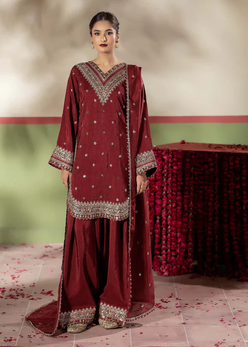 Zarqun Embroidered Raw Silk 3PC Suit 25101A
