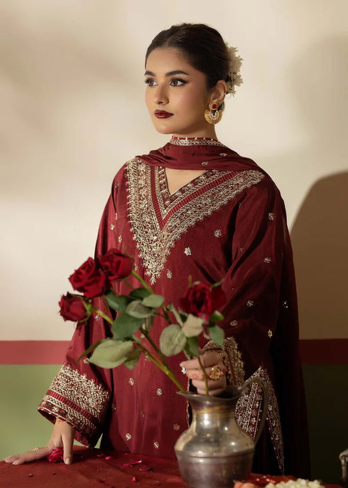 Zarqun Embroidered Raw Silk 3PC Suit 25101A