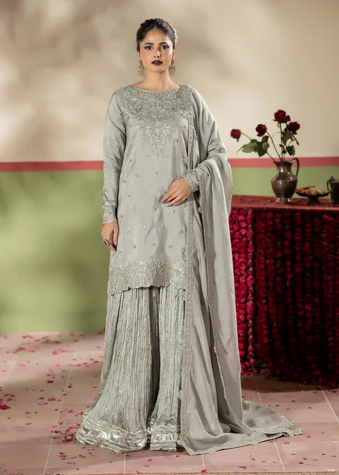 Zarqun Embroidered Raw Silk 3PC Suit 25104B