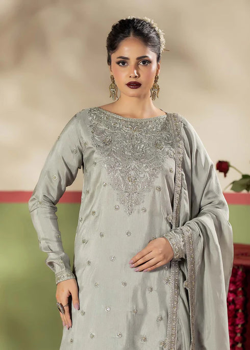 Zarqun Embroidered Raw Silk 3PC Suit 25104B