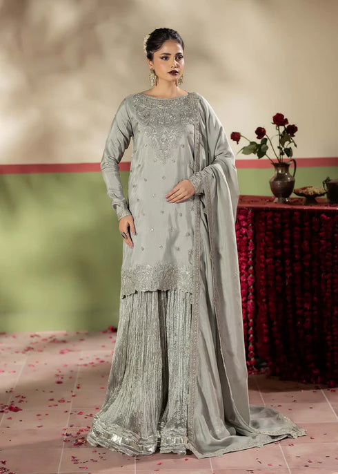 Zarqun Embroidered Raw Silk 3PC Suit 25104B