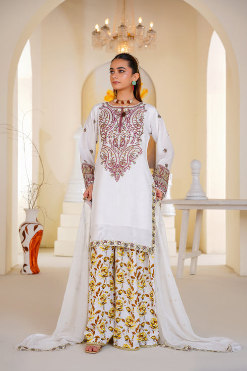 Attire Designer Embroidered Linen 3PC Suit AD-08